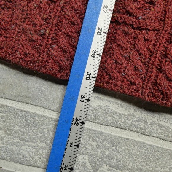 Kilronan‎ Knitwear Wool Sweater Womens Medium Red Long Chunky Cable Knit Ireland - Picture 11 of 11